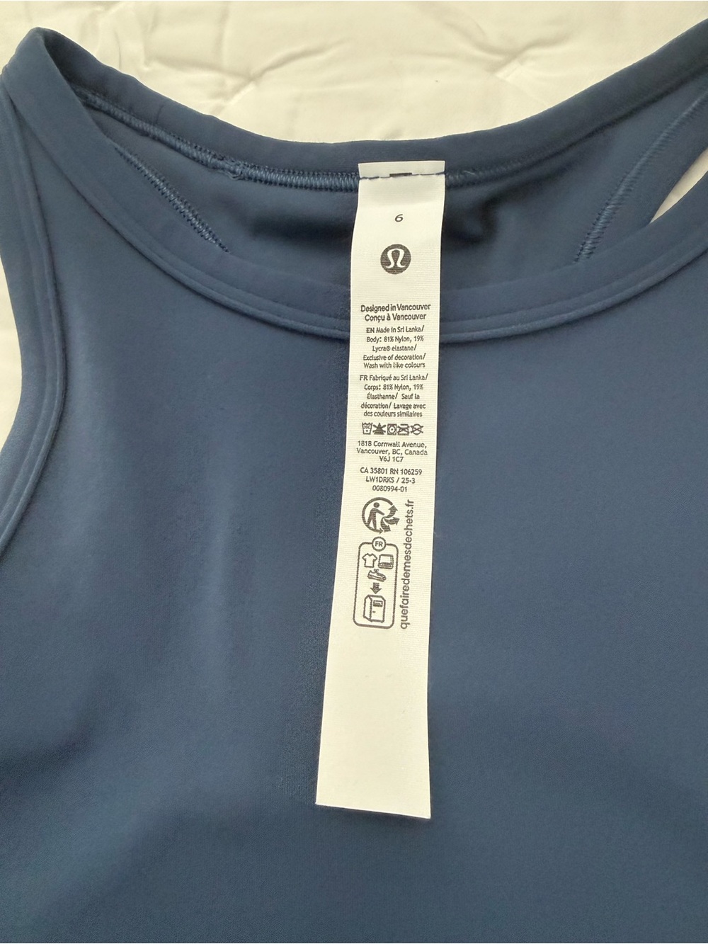 Lululemon Align Waist-Length Racerback Tank Top Blue Size 6 - Picture 2 of 6
